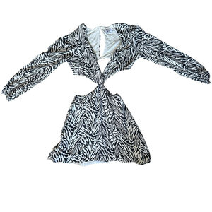 Princess Polly Womens Dress Zebra Elizabeth Cut Out Mini Dress Deep V Fit Flare